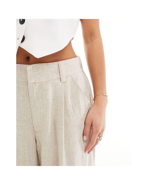 Asos design petite - pantalon dad ample en lin mélangé - naturel ASOS en coloris White