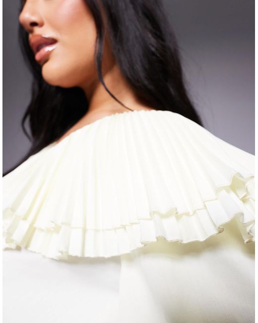 ASOS White Curve – plissierte oversize-bluse aus baumwoll-popeline