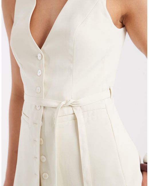 4th & Reckless White Longline V Neck Vest