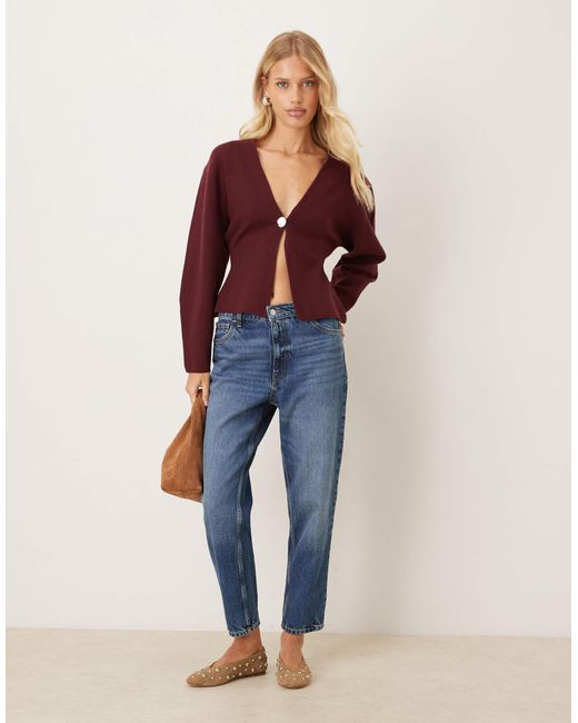 Gina Tricot Purple – figurbetonte, geformte strickjacke