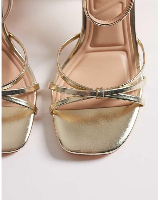 SEQWL Wide Fit White Strappy Barely There Block Heeled Sandal