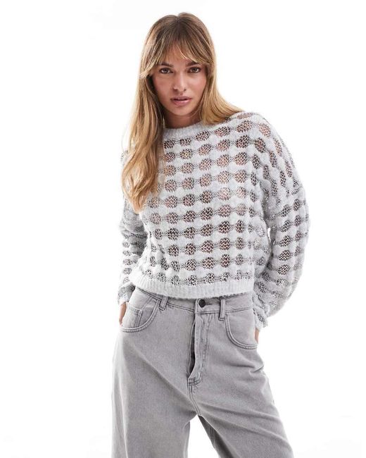 Miss Selfridge Gestreepte Trui in het Gray