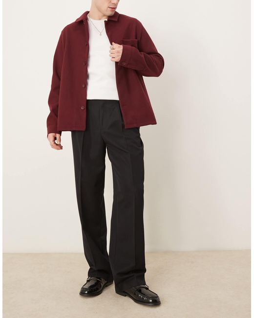 ASOS Black Smart Wide Leg Trousers With Double Pleats for men