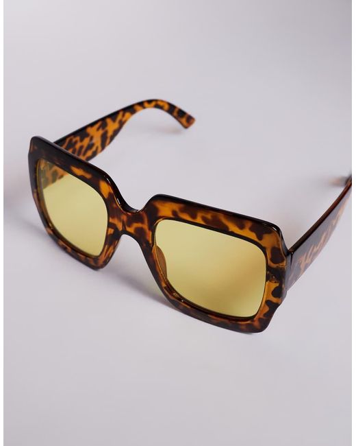 Kaiia Multicolor Exclusive Oversized Chunky Square Yellow Lens Sunglasses