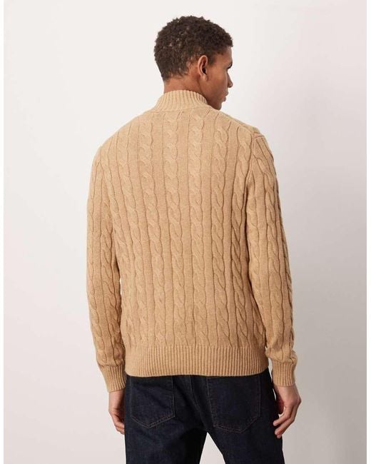 Polo Ralph Lauren Blue Driver Icon Logo Cotton Cable Half Zip Knit Jumper for men