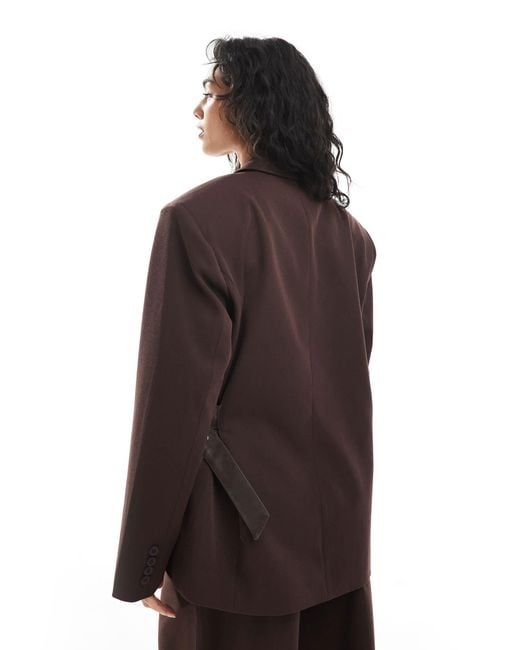 Collusion Brown Tailored Oversized Belt Detail Blazer Co-ord