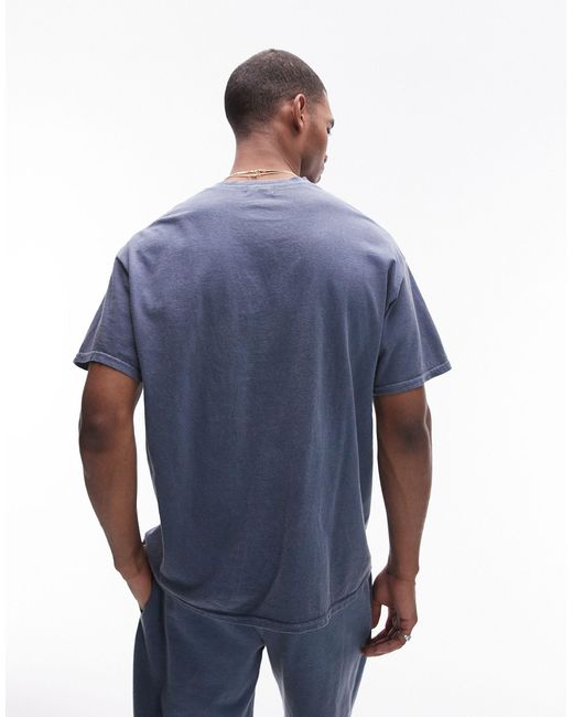 Topman Blue Vintage Wash Oversize Fit T-shirt for men