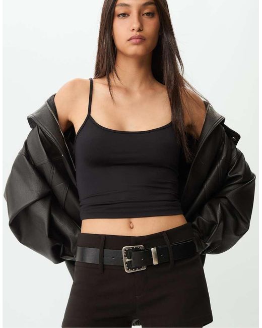 Stradivarius Black Smart Mini Shorts
