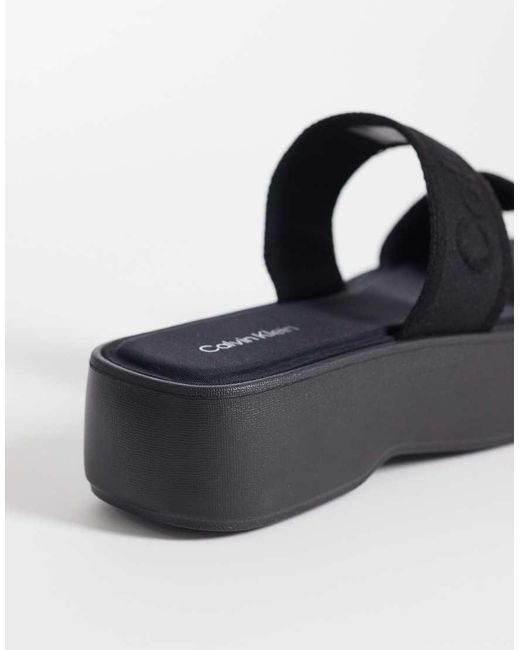 Calvin Klein Black Jeans Webbed Flatform Sandal