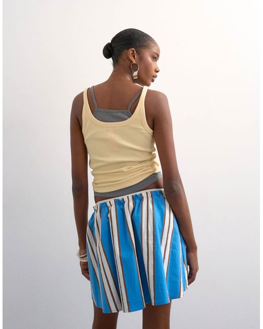 TOPSHOP Blue Elasticated Mini Skirt