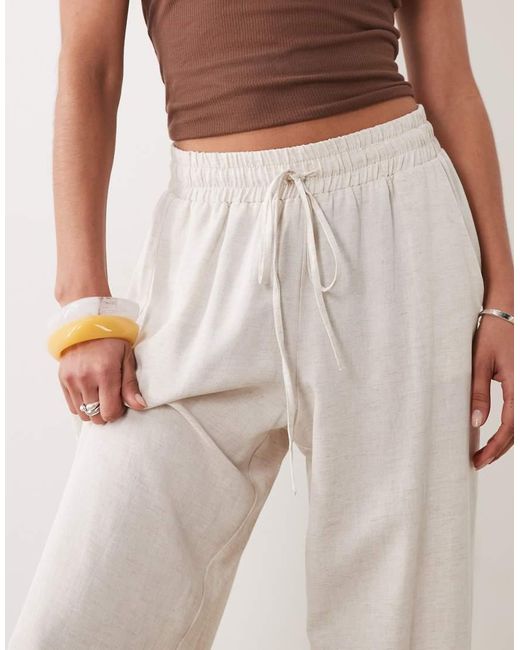 ASOS Natural Linen Blend Pull On Trouser