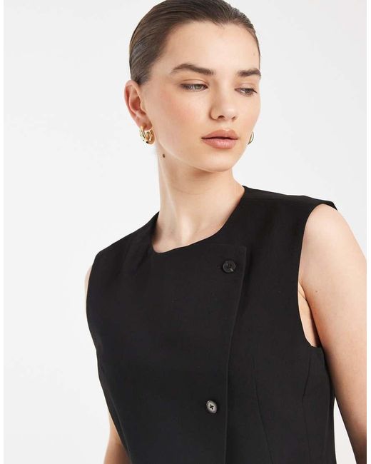 Vero Moda Black Mix & Match Asymetric Button Tailored Waistcoat