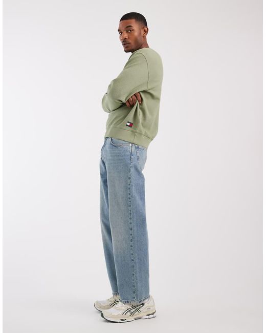 Tommy Hilfiger Green Waffle Texture Relaxed Fit Sweatshirt for men