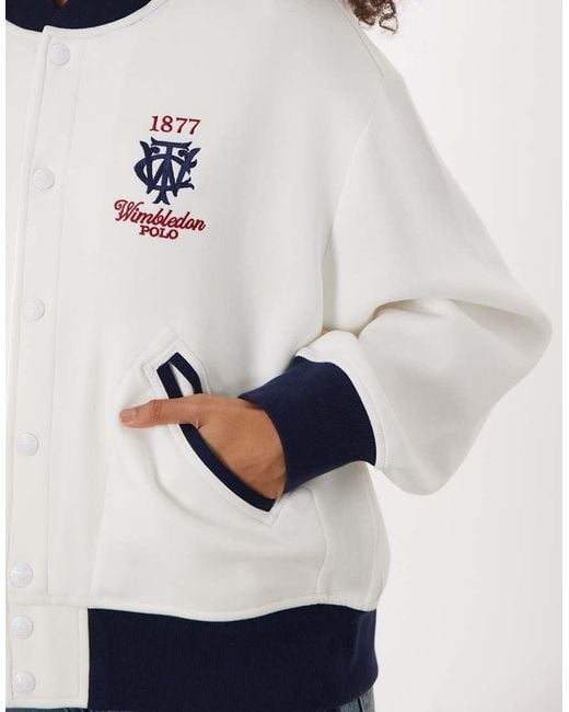 Polo Ralph Lauren Blue Wimbledon Capsule Chest And Back Embroidered Bomber Jacket