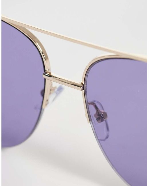 ALDO Purple Heydi Metal Frame Aviator Sunglasses With Lenses