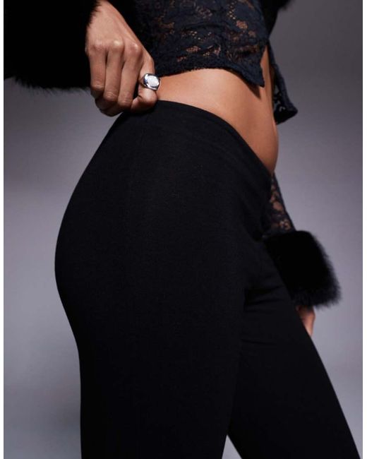 Oh Polly Black Mid-rise Flared Trousers