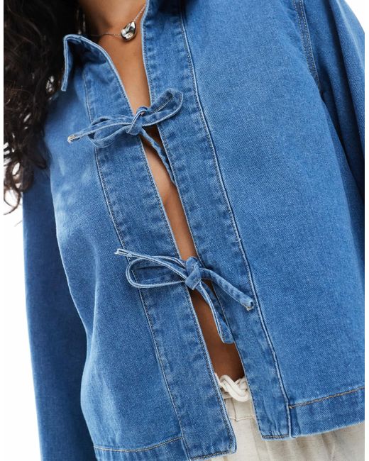 ONLY Blue Tie Front Denim Shacket