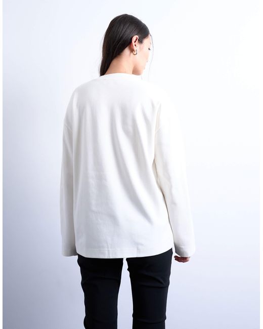 TOPSHOP White Premium Interlock Long Sleeve Skater Tee