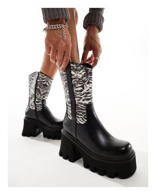 Viturous - bottes style western chunky à talon et zébrures Lamoda en coloris Black