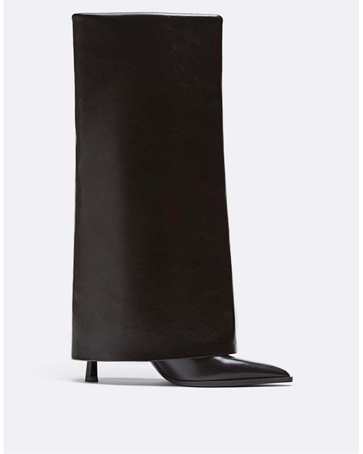 Stradivarius Black Foldover Knee Boots