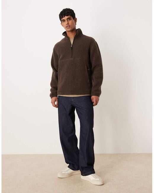 ARKET Brown Half Zip Fleece for men