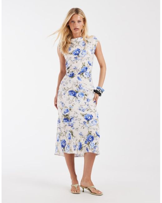 & Other Stories Gray Boat Neck Midi Dress