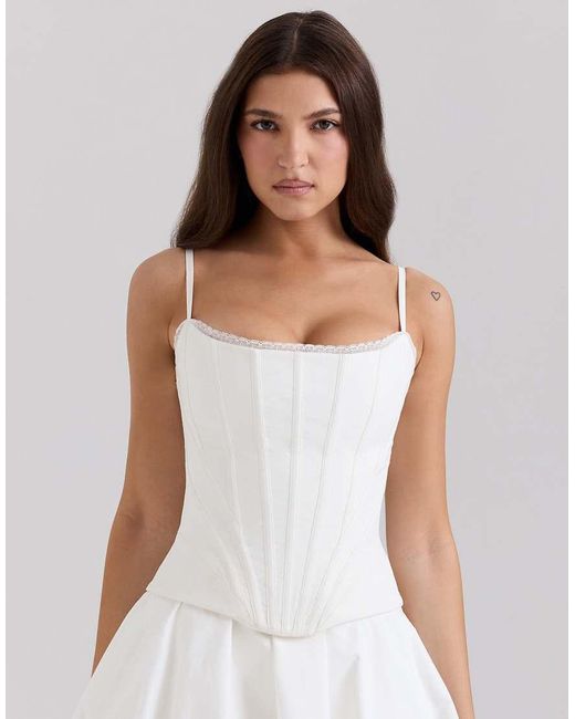 House Of Cb White Celia Cotton Built-In Bloomer Shorts Mini Skirt