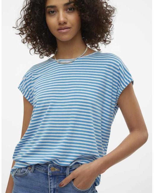 Vero Moda Blue Oversized Stripe T-shirt