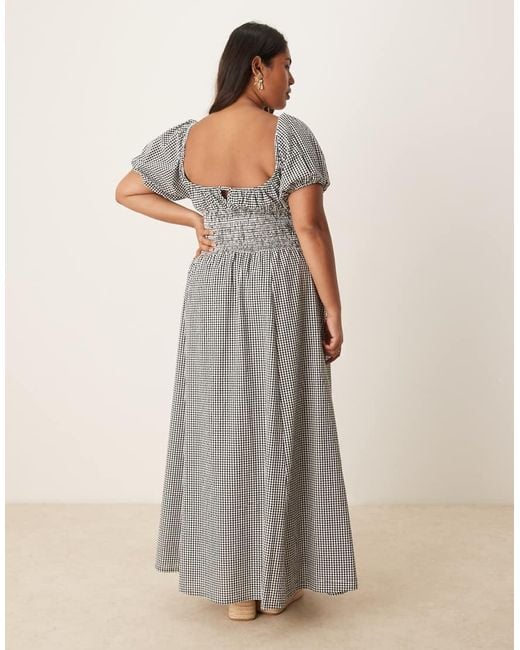 Esmee Curve Gray Exclusive Puff Sleeve Tie Front Maxi Beach Dress