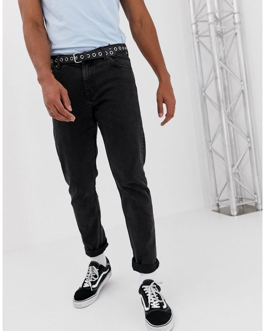 black tapered jeans