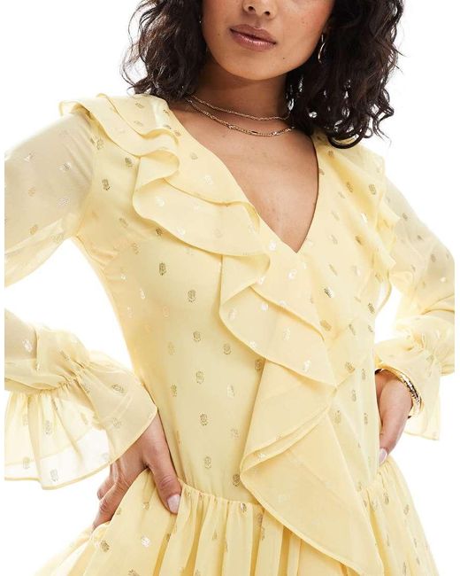 TFNC London Metallic Tiered Mini Dress With Ruffle Detail