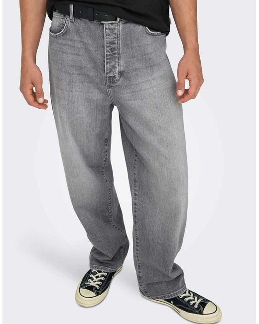 Only & Sons Black Loose-Fit Jeans for men