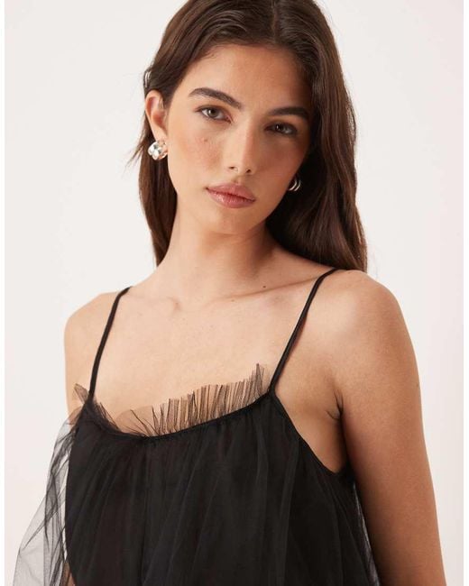 Sister Jane Black Tulle Cami Babydoll Top