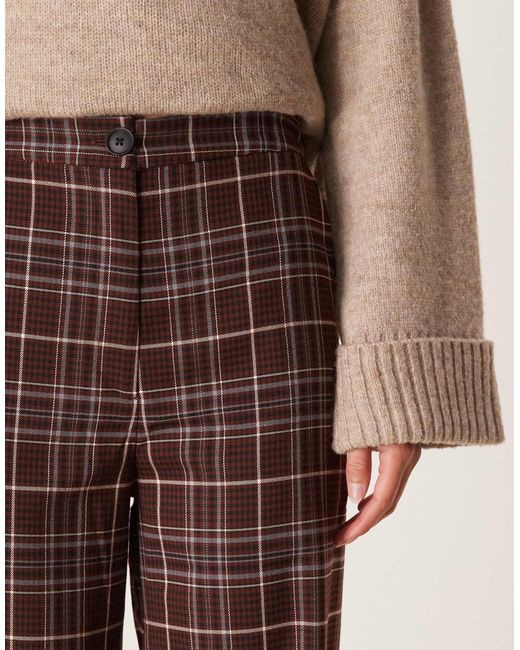 Asos design tall - pantalon habillé coupe droite décontractée à carreaux - bordeaux ASOS en coloris Natural