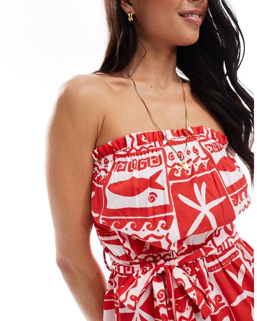 New Look Red Sea Print Playsuit