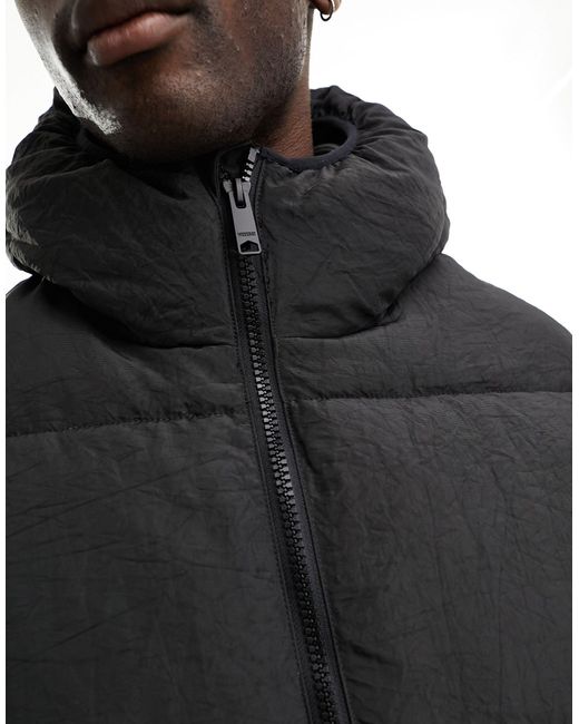 Weekday Black Pat Hooded Puffer Jacket for men