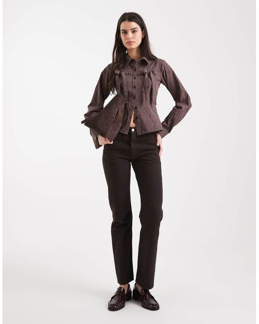 Miss Selfridge Brown Bow Detail Shirt