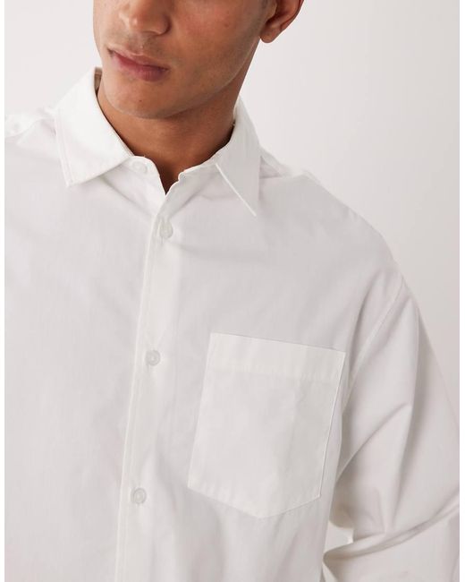 ASOS White Boxy Oversized Poplin Shirt for men