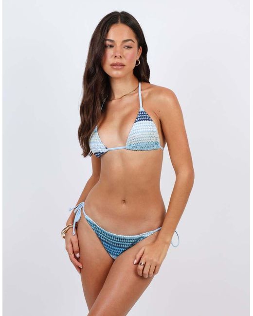 SIMMI White Bleu Textured Triangle Bikini Top