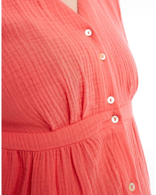 Vero Moda Red Buttondown Midi Dress