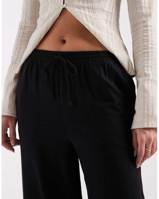 River Island Black Linen Look Wide Leg Trousers Co-ord
