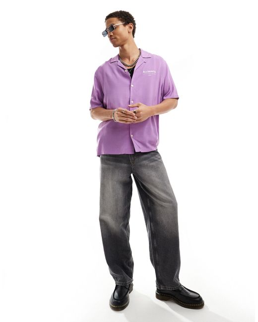 AllSaints Purple Access Underground Short Sleeve Shirt for men