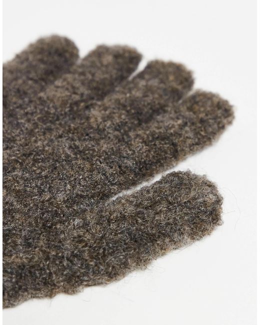 ASOS – gerippte bouclé-strickhandschuhe in Gray für Herren