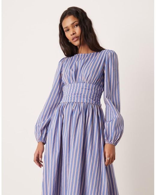 Glamorous Purple Cinched Waist Balloon Sleeve Maxi Dress