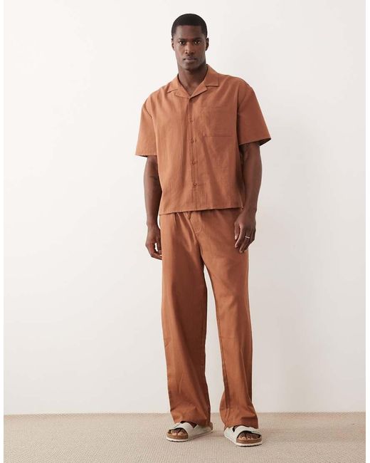 New Look Brown Co-ord Boxy Shirt for men