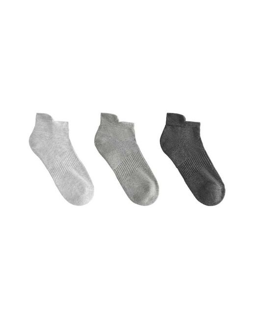 Oysho Gray 3 Pairs Of Tab Cotton Blend Sports Sneaker Socks