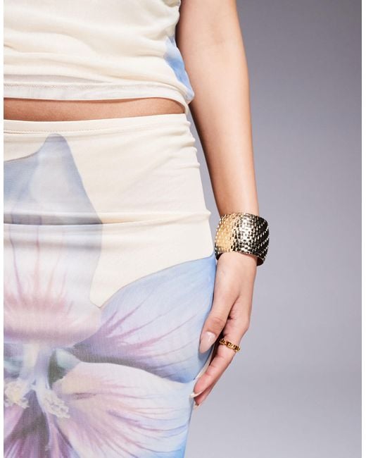 Jupe d'ensemble longue à taille basse en tulle imprimé fleuri - babeurre ASOS en coloris Yellow