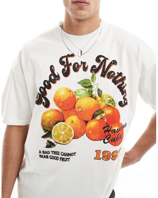 Good For Nothing Gray Orange Graphic T-shirt for men