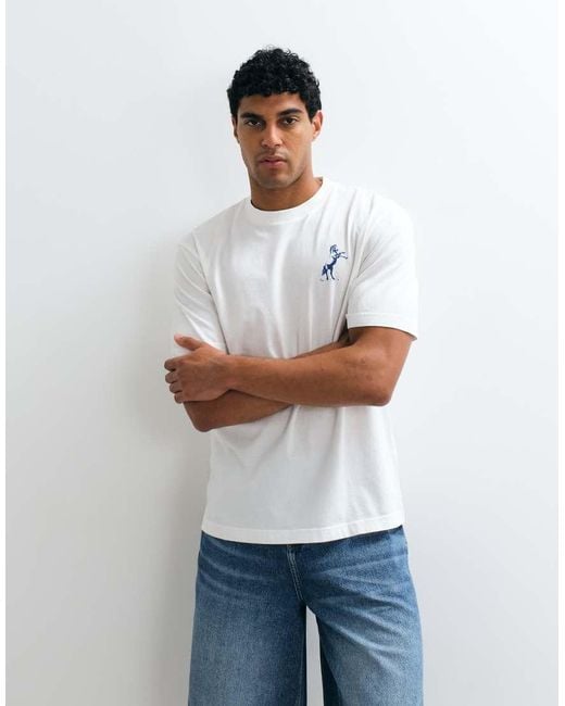 HUGO White Noxwash Regular Fit Icon Logo T-shirt for men