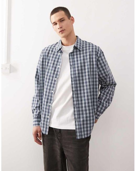 Weekday Oversized Geruit Overhemd in het Blue voor heren